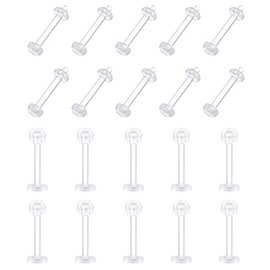 D.Bella Clear Piercing Retainer Lip Piercing Cartilage Helix Tragus Stud Earrings Bioflex Flexible Horseshoe Septum Nose Ring Nose Stud Plastic Piercings Kit for Women Men, Plastic