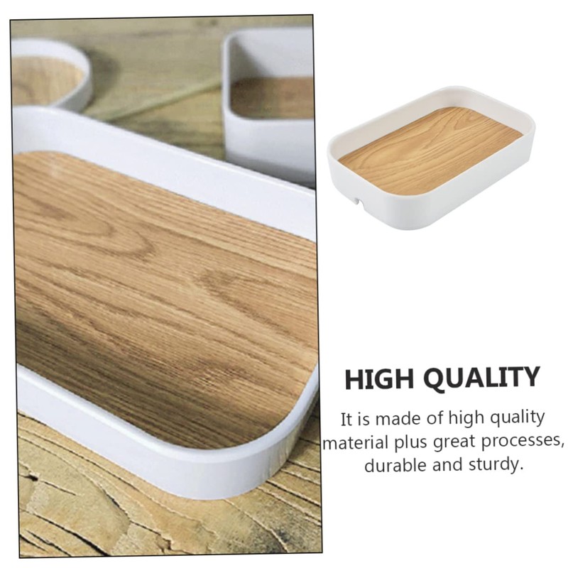TEHAUX 1pc Wood Grain Desktop Storage Box Multi-Functional Organizer for