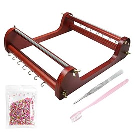 The Hobbyworker Jewelry Making Tool Wooden Bead Loom Kit Includes Tweezer,Brush and 20g Seed Beads for Jewelry Bracelets Necklaces Belts Making