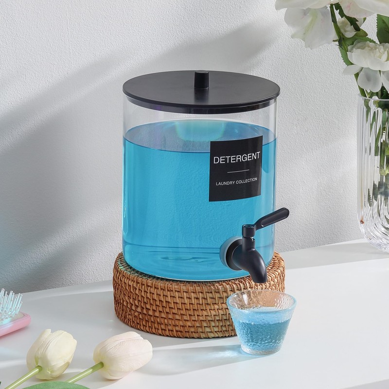 Glass Laundry Detergent Dispenser, 128 oz / 3.5L Fabric Softener