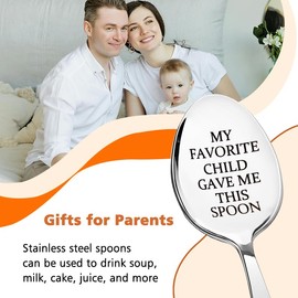 Mom Birthday Gifts for Mom Dad Coffee Spoon Daddy Valentines Day Gifts for Mom Dad Papa Ice Cream Spoon for Father Dad Retirement Gift Mother Mommy Dad Gift from Son Daughter