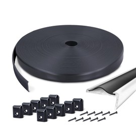 1" RV Trim Molding Insert with Flat Metal End Caps, RV Screw Cover Trim, Vinyl RV Corner Molding, Weather Stripping Roof Gutter Trim Exterior for RV Camper Travel Trailer (Black, 100FT - 1" Wide)