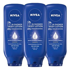 NIVEA Nourishing In-Shower Body Lotion - Non-Sticky For Dry to Very Dry Skin - 13.5 oz. Bottle (Pack of 3)