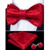 Barry.Wang Men Bow Tie Set Pocket Square Cufflink Silk Elegant