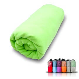 Super Quick Drying Microfibre Towel for Sports Gym, Travel and Beach, Absorbent and Ultralight (Green, 75 x 130 cm)
