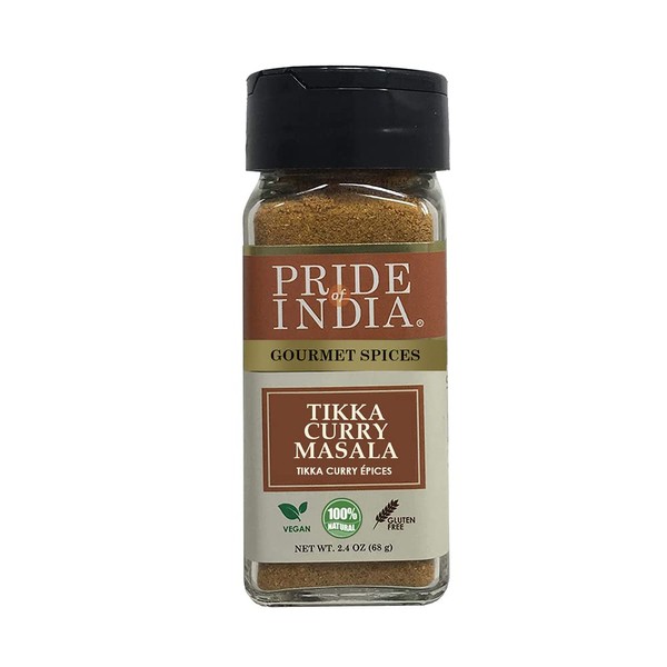 Pride Of India - Especias orgánicas indias Tikka Curry Masala condimentos - 59,5 g (59,5 g) - Tarro pequeño doble tamiz - Perfecto para pollo Tikka Curry