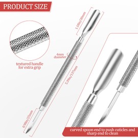Cuticle Pusher Nail Polish Remover 2-in-1 Cuticle Trimmer Nail Care Tool Cuticle Pusher with 2 Ends Stainless Steel Manicure Tool (Pointed end)