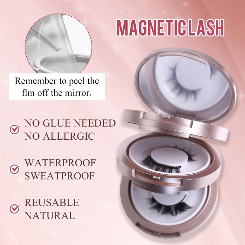 POOLJOY Elara Craft Magnetic Eyelashes, Magnetic Eyelashes with Applicator Natural,