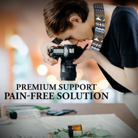 Camera Strap for All DSLR and Mirrorless camera Including Binoculars. Neck , Shoulder & Crossbody Camera Strap Stripes Woven Vintage Pattern Vegan Leather. Best Gift for Men & Women Photographers