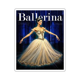 Ballerina Stickers, Graceful Ballet Dancer Kiss-Cut Stickers, Dance Studio Decor, Blue Curtain Ballerina Gifts, Ballerina Lover Presents, - Color: 2" × 2"