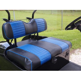 Huskey Parts Company Blue Black Golf Cart Seat Covers w/Horizontal Pleats Front/Rear Seat Covers 4 PCS for EZGO RXV 2008+ Gas Electric Models