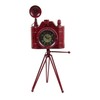Emartbuy Vintage/Retro Metal Camera Desk Shelf Table Clock - Red