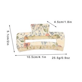 Floral Print Hair Clips for Women - 4 Inch Large Claw Clips Shark Clamp, Cute Square Hair Accessories for Women Thick, Thin or Long Curly Hair