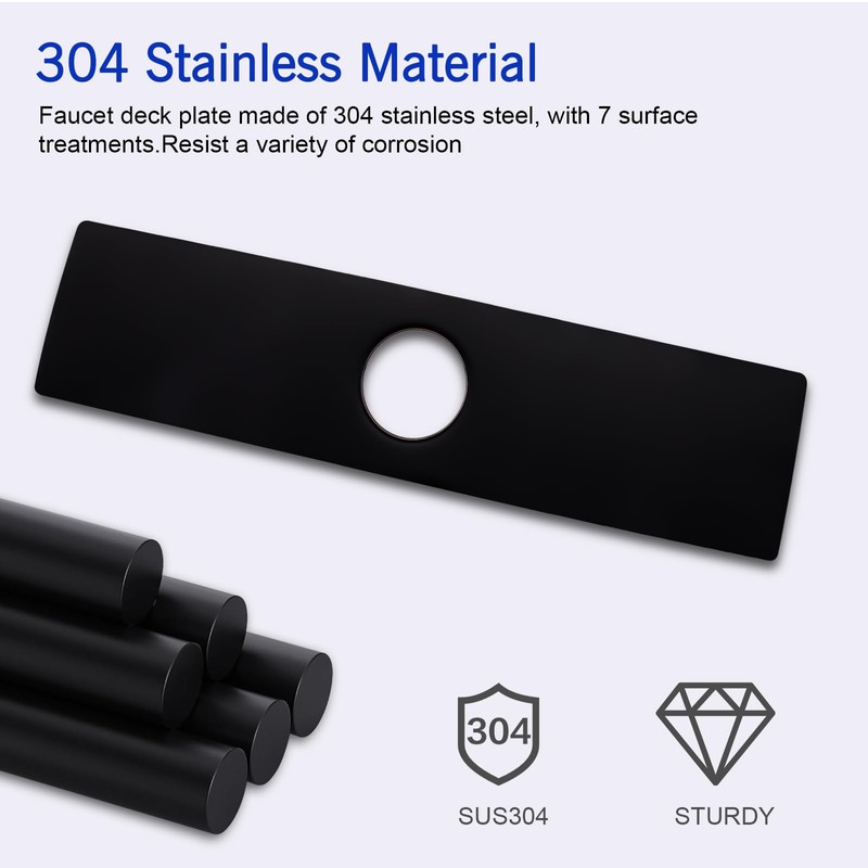 Faucet Deck Plate, Sink Hole Cover,Stainless Steel Long Rectangle 10
