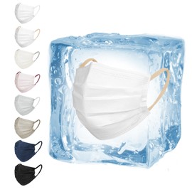 Hellozebra Super Large Cooling Mask, Individual Packaging, 3-Layer Filter, Cool & Durable, Summer Mask, 0.2 inch (6 mm) Flexible Ear String, 7.9 x 3.5 inches (200 x 90 mm), Large Face Mask, 30 Mask
