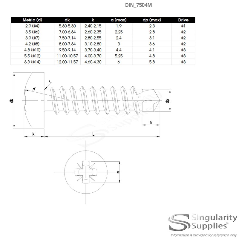 M3.5 (3.5mm x 13mm) Pozi Pan Self-Drilling Screw - Steel