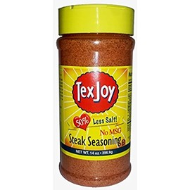 TexJoy 50% Less Salt Steak Seasoning, No MSG Blend - 14 Ounce