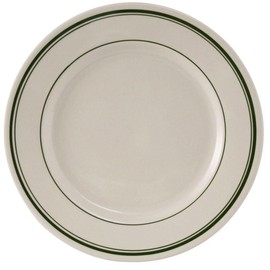 Yanco GB-6 Green Band 6.625" Round Plate, China, American White Color, Pack of 36