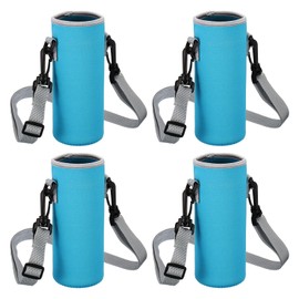 PATIKIL 80mmx230mm Water Bottle Sling Bag, 4 Pack Neoprene Portable Insulated Bottle Holder Carrier with Adjustable Shoulder Strap, Blue