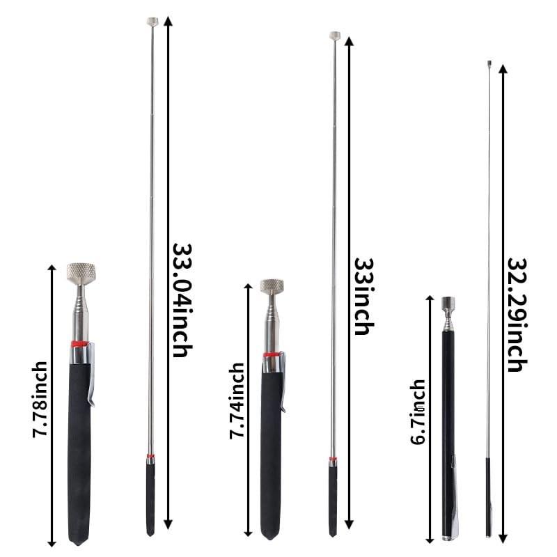 VortecSys Telescoping Magnetic Pickup Tool Set, 3Pcs Round and Square