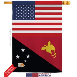 Papua New Guinea US Friendship House Flags Pack Regional USA American Alliance World Country Particular Area Vintage Applique Small Decorative Gift Yard Banner Double-Sided Made In 28 X 40