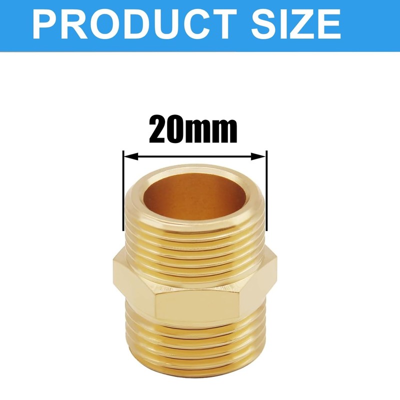 QZKJQDD 2 Pcs 1/2" Male to 1/2" Male, Thread Brass