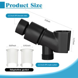 Shower Head Holder for Handheld Shower Head Adjustable Shower Arm Holder with Universal Shower Arm Mount and Brass Pivot Ball 1/2 Inch IPS Female Inlet and Male Outlet,Black