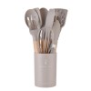 Brodark 35-Piece Wooden Handle Silicone Utensils Set - Beige color