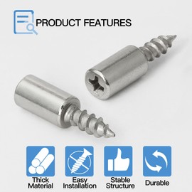 Jamiikury 24pcs Screw in Shelf Pins, Nickel Plated Shelf Pegs Cabinet Shelf Holders Shelf Support Pegs, Small Shelf Brackets Phillips Head Pegs for Shelves Cupboards Bookcase Closet