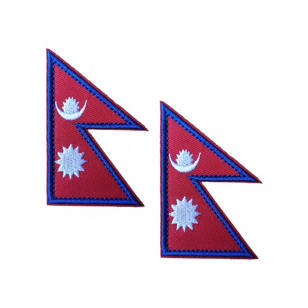 2 PCS AliPlus Nepal Flag Patches Embroidered Tactical Military Morale
