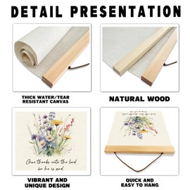 Floral Christian Wall Art, Give Thanks To The Lord For He Is Good, His Mercy Endures Forever, Psalm 136:1, Scripture Art, Christian Home Decor, Christians Hanging Banner for Wall Door Decor