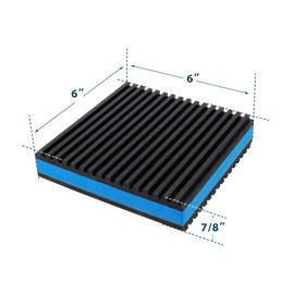 Pearwow Anti Vibration Pads 6" X 6" X 7/8" Heavy Duty Blue EVA Vibration Isolation Rubber Pads for Compressors Air Conditioner Washers HVAC Treadmills,4 Pack