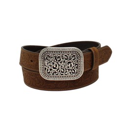 ARIAT Women's Rhinestones Embossed Leather Belt, Medium Brown, Large
