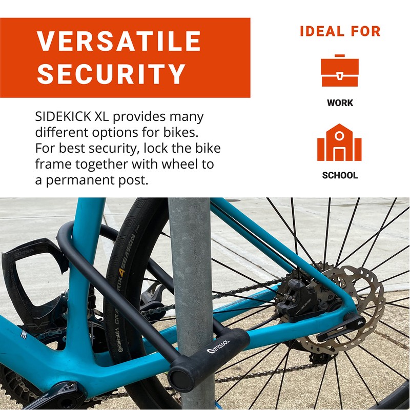 OTTOLOCK Sidekick XL Full-Size U-Lock | Lightweight Silicone-Coated Bike Lock,