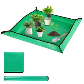 LCHUANG Repotting Mat for Indoor Plant Transplanting - 43.5 x 29.5 Planting Mat Soil Mess Control, Portable Succulent Planting Potting Tray Waterproof Gardening Tools (Pale Green)