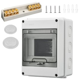 Surface-Mounted Fuse Box IP65 with Brass Terminals Surface-Mounted 1 Row for 5 Modules for Garden or Outdoor Use Villas, Charging Columns