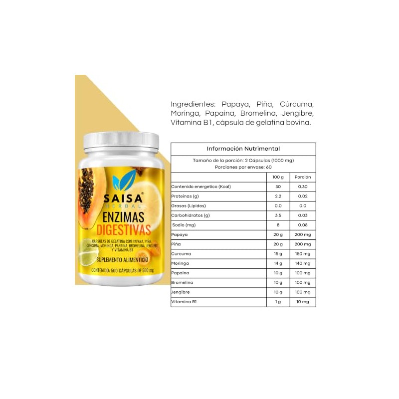 Enzimas Digestivas Cápsulas Mezcla ideal | Suplemento Premium para Mejor