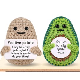 PinCute 2PCS Positive Potato Avocado Birthday Gifts for Women Men - Dad Friend Gifts for Anniversary Mothers Fathers Day - Cute Funny Emotional Support Crochet Doll Home Desk Decor