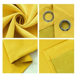 MERRYLIFE Thermal Insulated Grommet Blackout Curtain Decorative Window Curtain Panels Top Panel Drapes for Bedroom 54W×84L 1 Pair 2 Panels Yellow