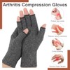 Arthritis Gloves, 2 Pair Fingerless Compression Gloves, Gray+Brown, L