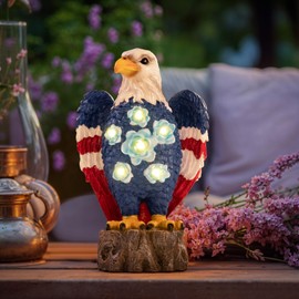 TAKE ME Garden Outdoor Decor Solar Lights Amercia Eagle Garden Statue Solar Lights Christmas Garden Gifts for Eagle Lovers, Birthday Gifts for Women Outdoor Decor for Patio, Yard