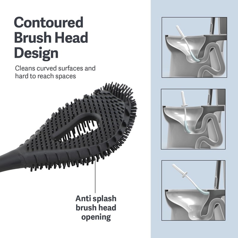 Casabella Hygenic Toilet Bowl Brush with Caddy, Black