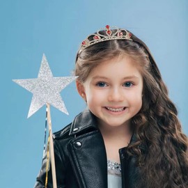 Lovelyshop Red Gems Rhinestone Gold Tiara for Little Kid Big Kid Prom Birthday Princess Crown