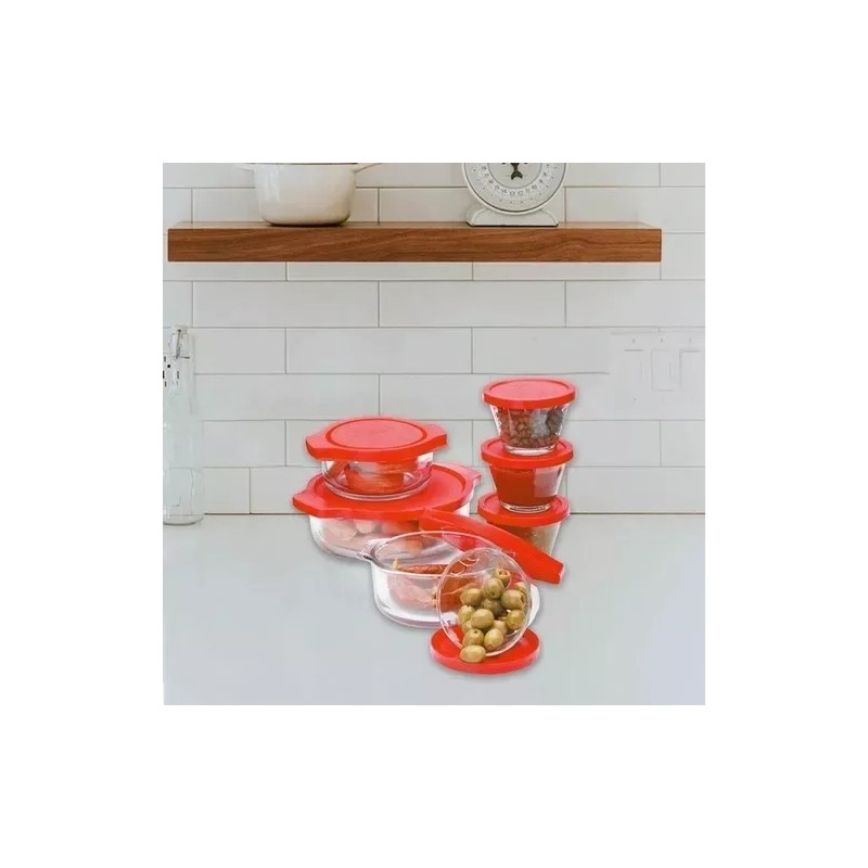 Círculo Refactarios Set De 14 Piezas Flanera Y Cacerola Con