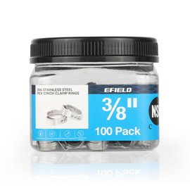100-Pack EFIELD 3/8-inch Stainless Steel Pex Cinch Clamp Rings for Pex Tubing Pipes, Pro Pack (3/8-inch),(CLAMP045)