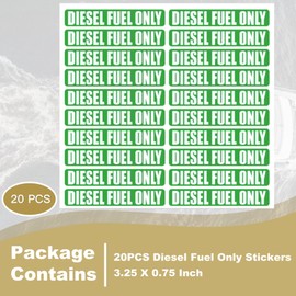 JLM MARINE 20PCS Diesel Fuel Only Stickers for Oil Gas Can Tractors Truck Decals Sign Boat Labels Car Fuel Tank 3.25 X 0.75 Inch