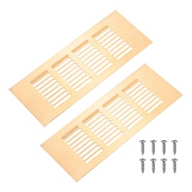 2-Pack Door Vents for Interior Doors, 8 x 3 Inch/ 200 x 80mm Aluminum Alloy Ventilation Grille for Cabinet/Wardrobe/Shoe Cabinet, Rectangle Air Vent with 8 Screws [Brushed Gold]
