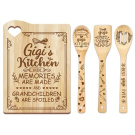 cocomong Gigi Gifts for Grandma, Christmas Gigi Gifts, Gigi Cutting Board - Christmas Kitchen Presents for Grandmother from Grandchildern - Grandma Cooking Board with Utensil