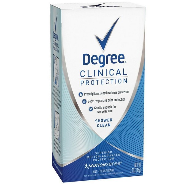 Degree Women Clinical Protection Anti-Perspirant Deodorant Shower Clean 1.70 oz (12 Pack)