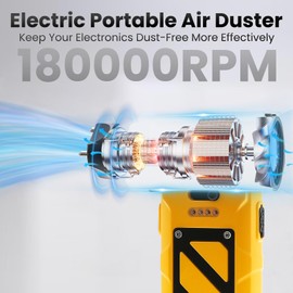 SANYCASA Compressed Air Duster,180,000 RPM Electric Air Duster with 8,000 mAh Battery, Precision Adjustable Canned Air Duster for Computers, Keyboards, Outdoors, Cars, and Workbenches